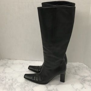 Prada Black Italian Leather Tall Boots Size 37, 7